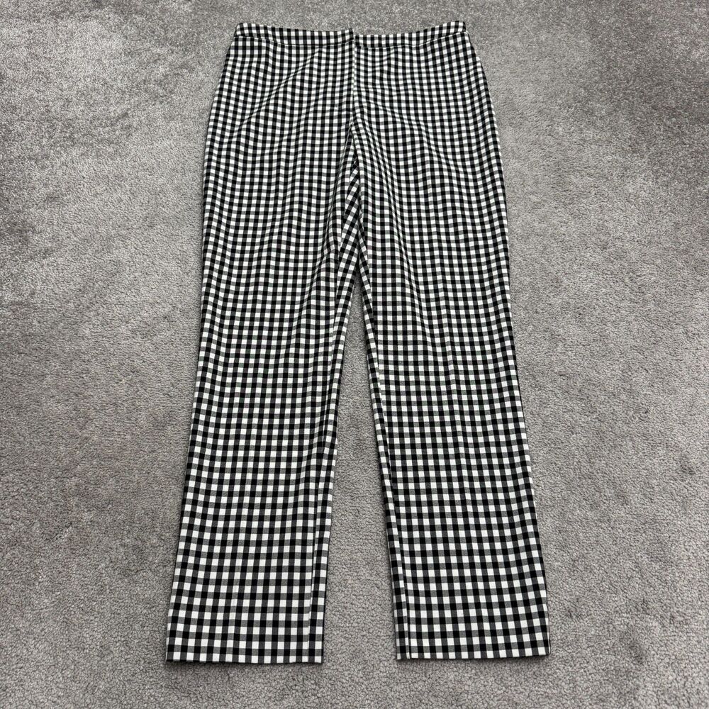Calypso St Barth Gingham Skinny Fit Ankle Crop Pants Women 8 Black White Stretch
